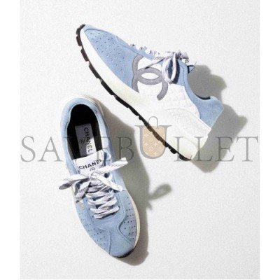 CHANEL SNEAKERS 		FABRIC & SUEDE KIDSKIN			BLUE & WHITE G39074 Y55825 K4274