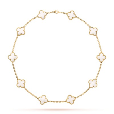 VAN CLEEF ARPELS VINTAGE ALHAMBRA NECKLACE, 10 MOTIFS - YELLOW GOLD, MOTHER-OF-PEARL  VCARA42800